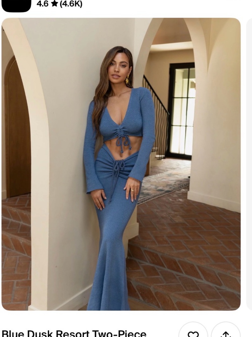 JLUXLABEL Light Blue Cropped V-Neck Knit Top with Tie